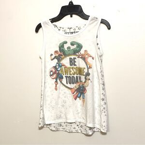 Marvel Girls White Graphic ‘Be Awesome Today’ Sleeveless Tank Top Size L 10/12